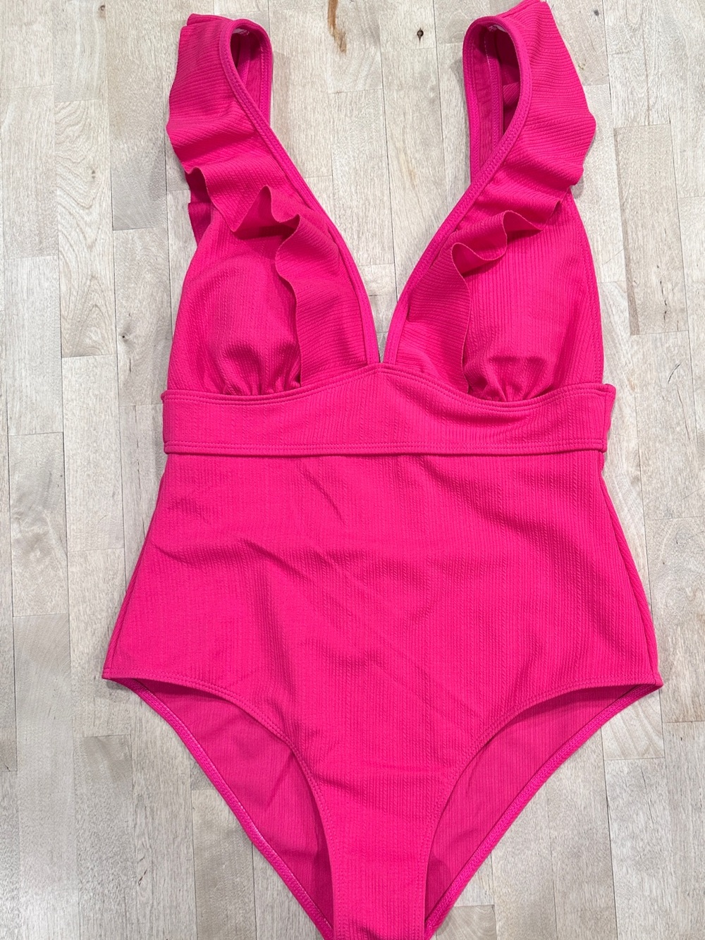Fuchsia Ruffle V-Neck One-Piece Swimsuit - Women